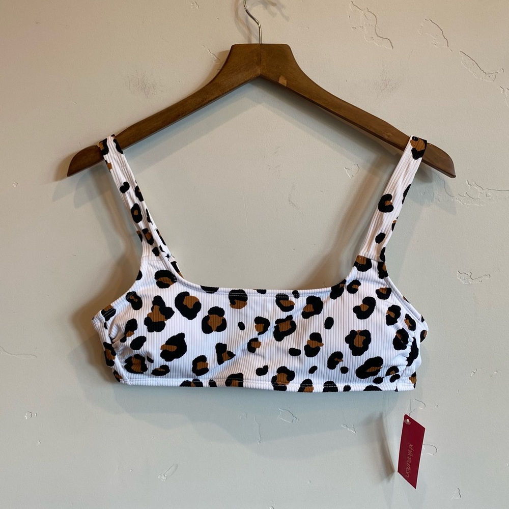 XHILARATION Target White Leopard Cheetah Print Bikini Top
